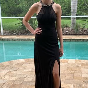 Black prom dress with pearls